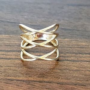 10k Yellow Gold Triple X Crossover Ring, Size 7